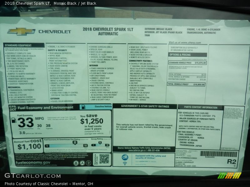 Mosaic Black / Jet Black 2018 Chevrolet Spark LT