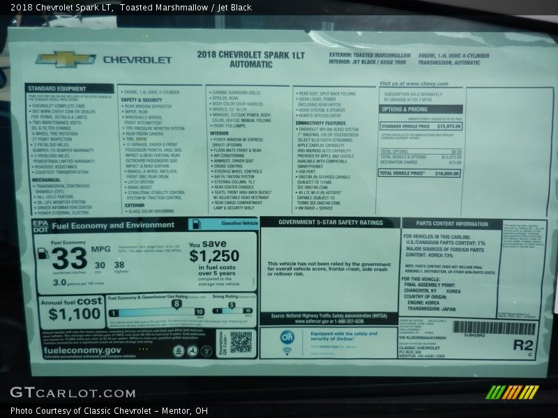  2018 Spark LT Window Sticker