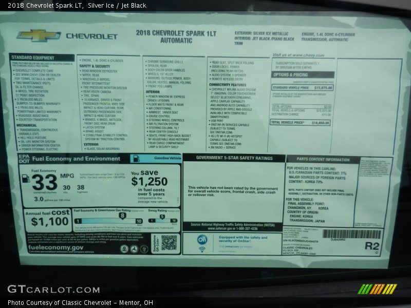 Silver Ice / Jet Black 2018 Chevrolet Spark LT