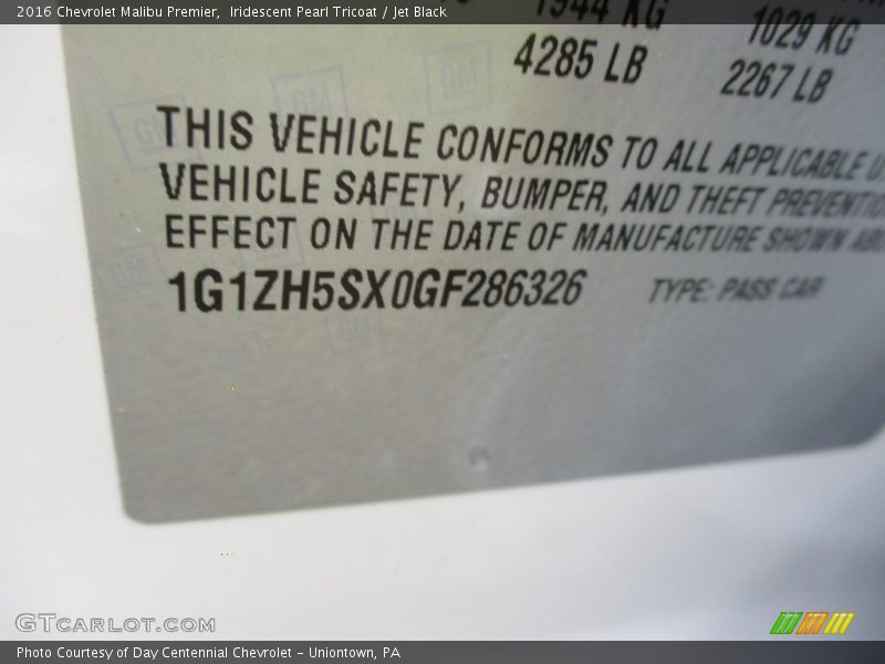 Iridescent Pearl Tricoat / Jet Black 2016 Chevrolet Malibu Premier