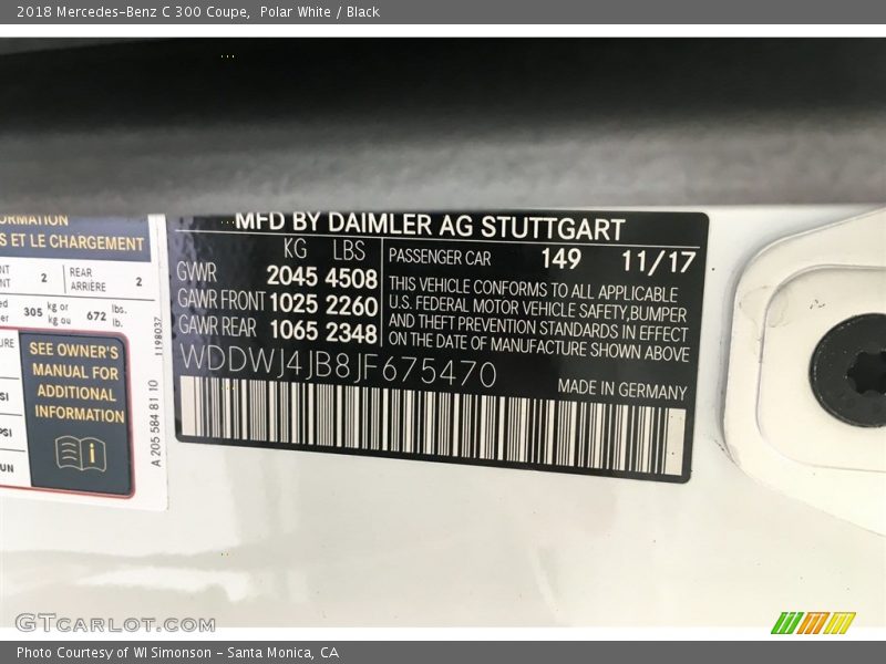 Polar White / Black 2018 Mercedes-Benz C 300 Coupe