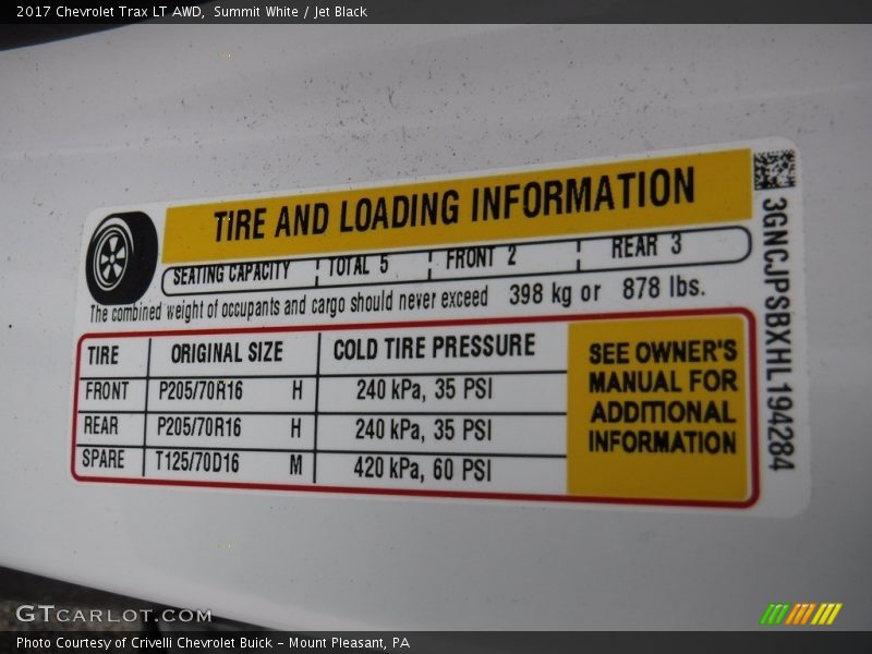 Summit White / Jet Black 2017 Chevrolet Trax LT AWD