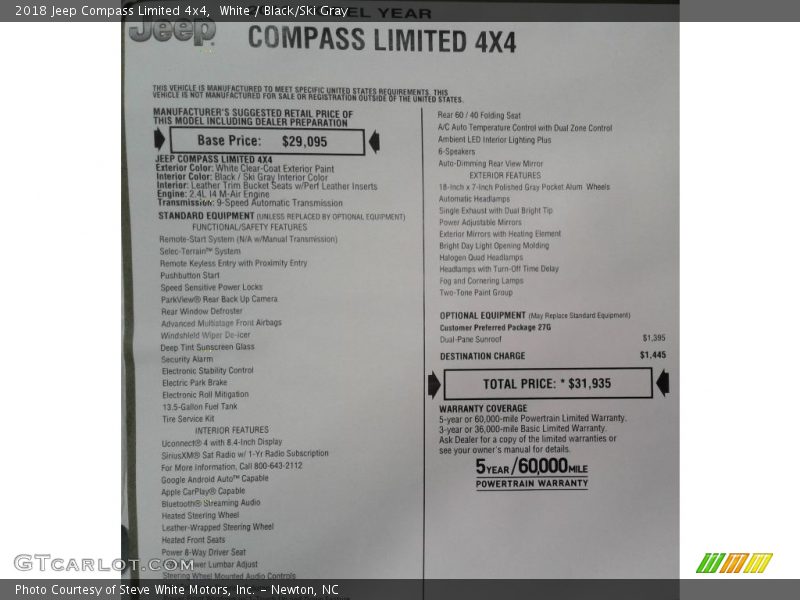 White / Black/Ski Gray 2018 Jeep Compass Limited 4x4