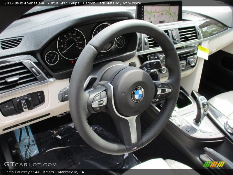 Carbon Black Metallic / Ivory White 2019 BMW 4 Series 440i xDrive Gran Coupe