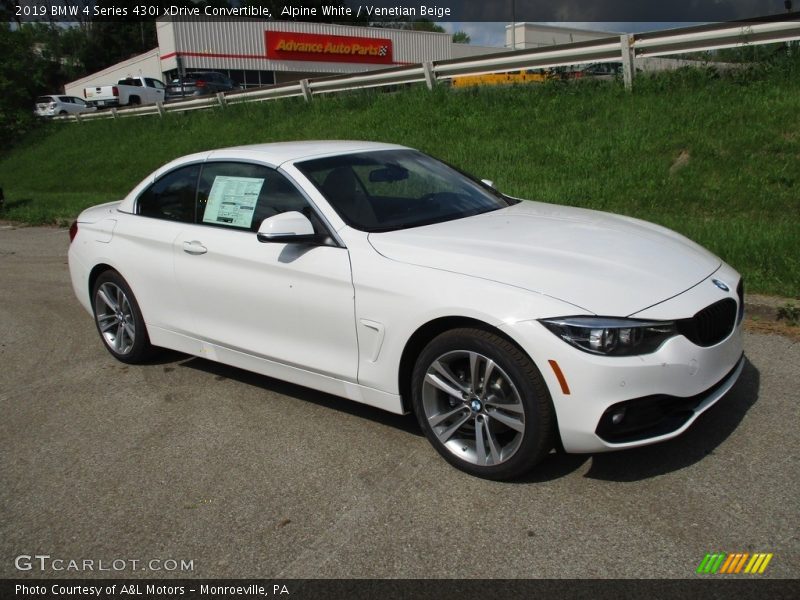 Alpine White / Venetian Beige 2019 BMW 4 Series 430i xDrive Convertible