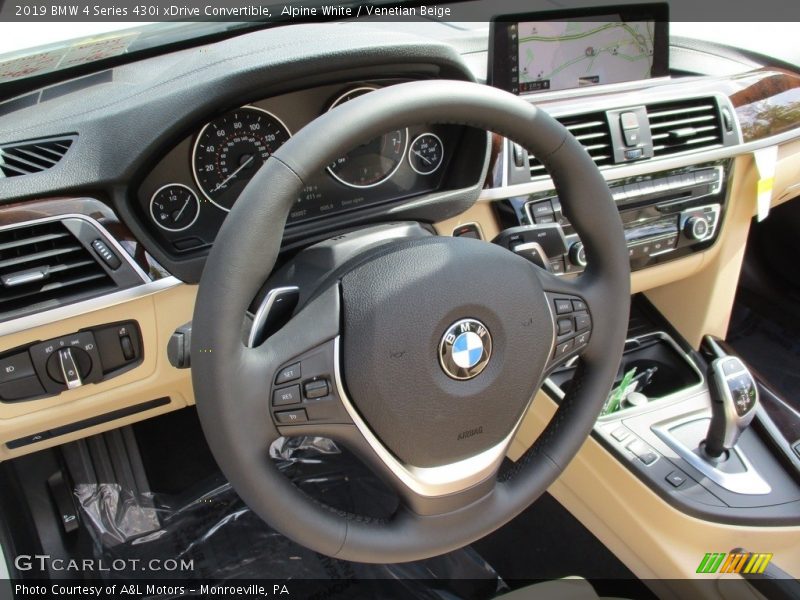 Alpine White / Venetian Beige 2019 BMW 4 Series 430i xDrive Convertible