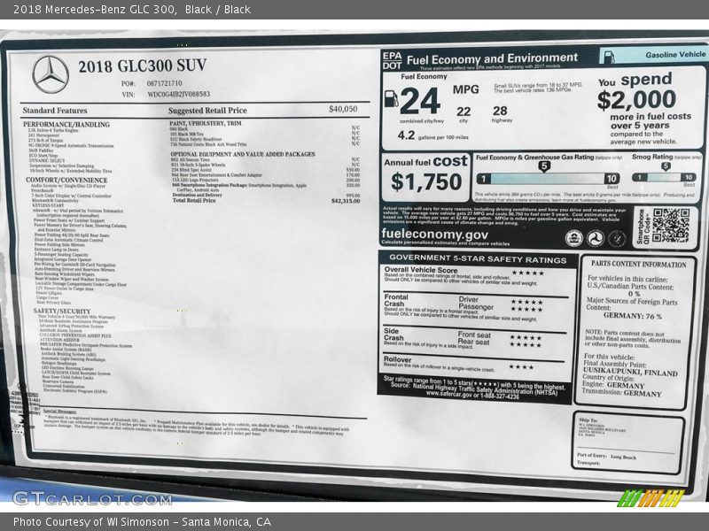 Black / Black 2018 Mercedes-Benz GLC 300