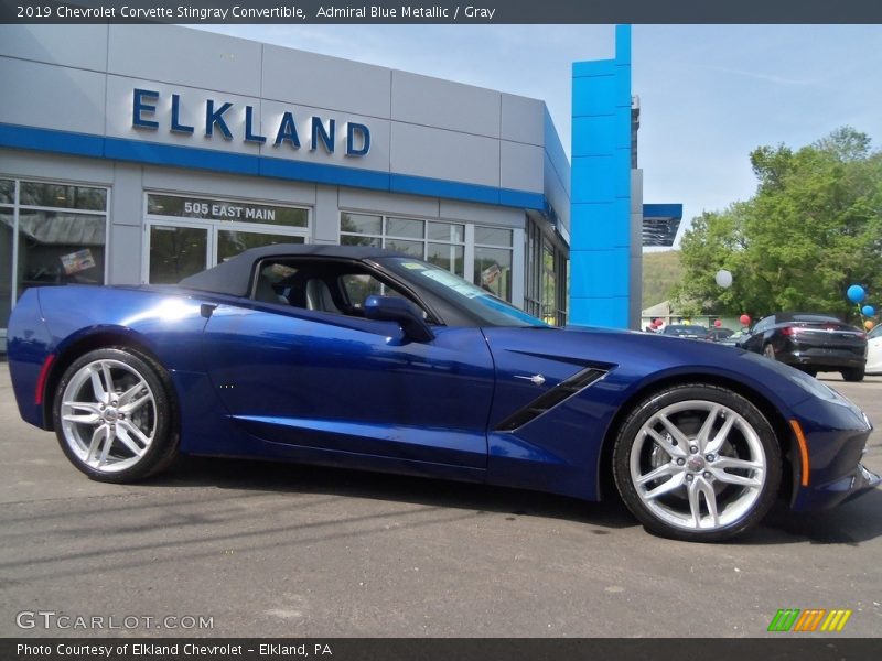 Admiral Blue Metallic / Gray 2019 Chevrolet Corvette Stingray Convertible