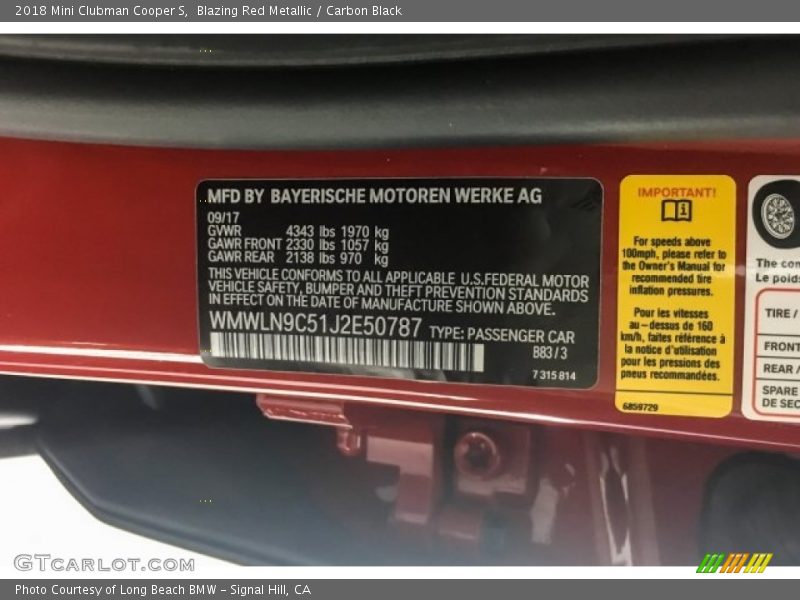 Blazing Red Metallic / Carbon Black 2018 Mini Clubman Cooper S