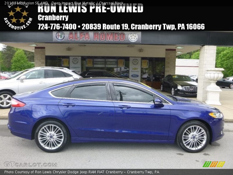 Deep Impact Blue Metallic / Charcoal Black 2016 Ford Fusion SE AWD