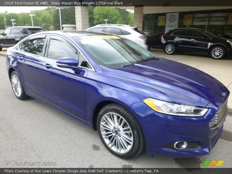 Deep Impact Blue Metallic / Charcoal Black 2016 Ford Fusion SE AWD