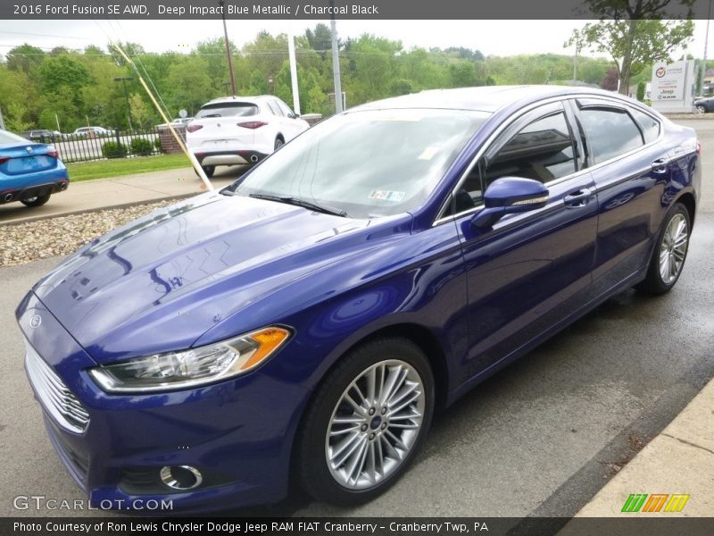 Deep Impact Blue Metallic / Charcoal Black 2016 Ford Fusion SE AWD