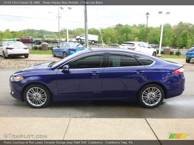 Deep Impact Blue Metallic / Charcoal Black 2016 Ford Fusion SE AWD
