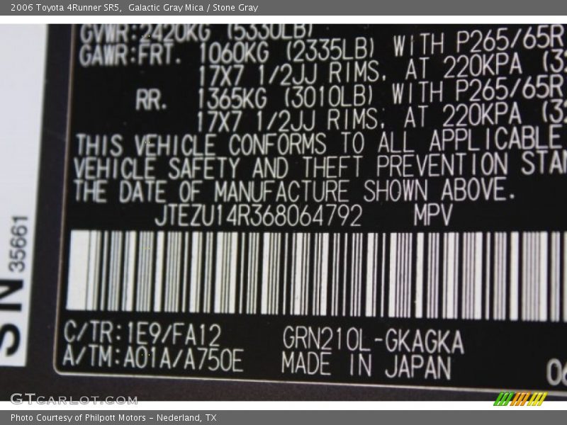Galactic Gray Mica / Stone Gray 2006 Toyota 4Runner SR5
