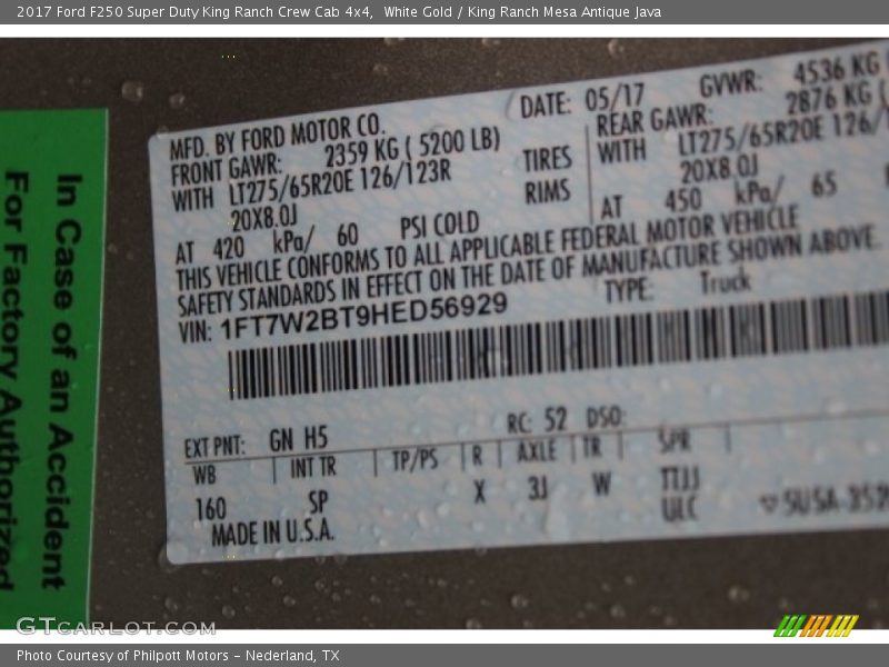 White Gold / King Ranch Mesa Antique Java 2017 Ford F250 Super Duty King Ranch Crew Cab 4x4