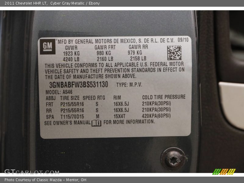 Cyber Gray Metallic / Ebony 2011 Chevrolet HHR LT