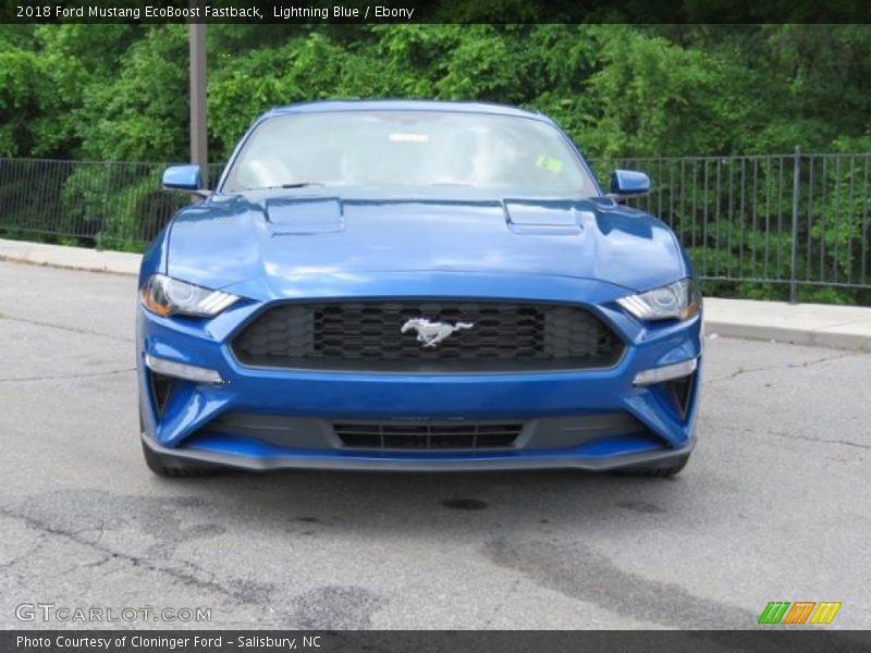 Lightning Blue / Ebony 2018 Ford Mustang EcoBoost Fastback
