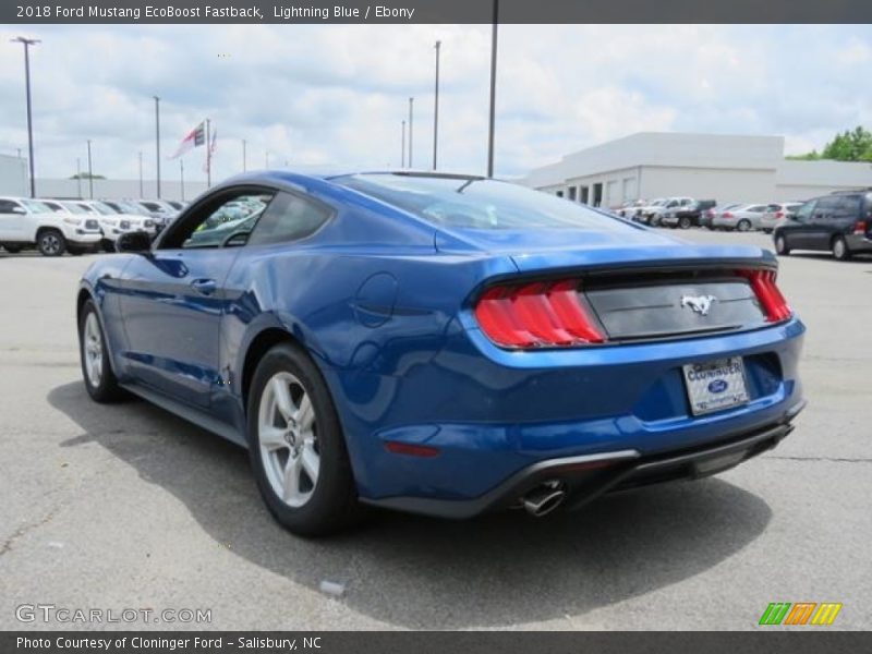 Lightning Blue / Ebony 2018 Ford Mustang EcoBoost Fastback
