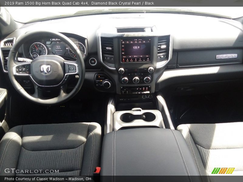 Dashboard of 2019 1500 Big Horn Black Quad Cab 4x4