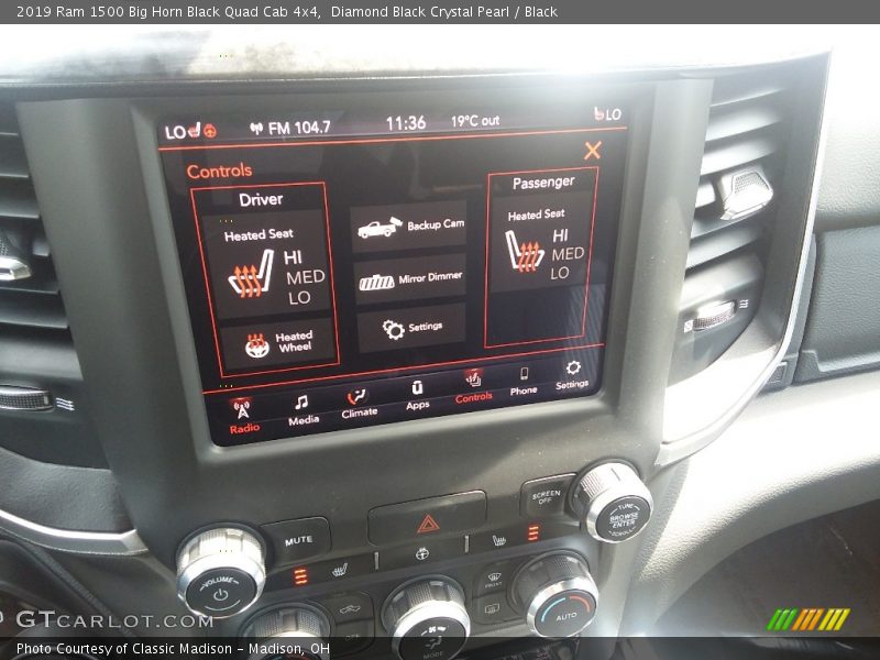 Controls of 2019 1500 Big Horn Black Quad Cab 4x4