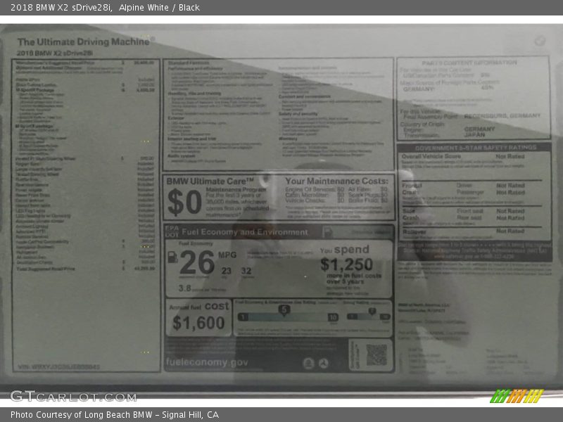 Alpine White / Black 2018 BMW X2 sDrive28i