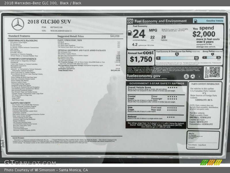 Black / Black 2018 Mercedes-Benz GLC 300