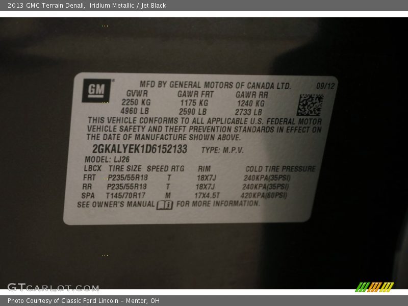 Iridium Metallic / Jet Black 2013 GMC Terrain Denali