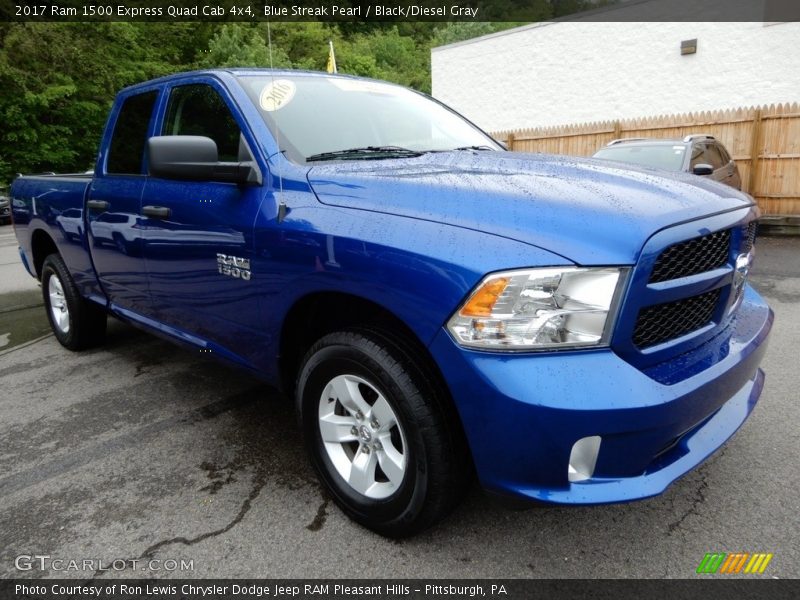 Blue Streak Pearl / Black/Diesel Gray 2017 Ram 1500 Express Quad Cab 4x4