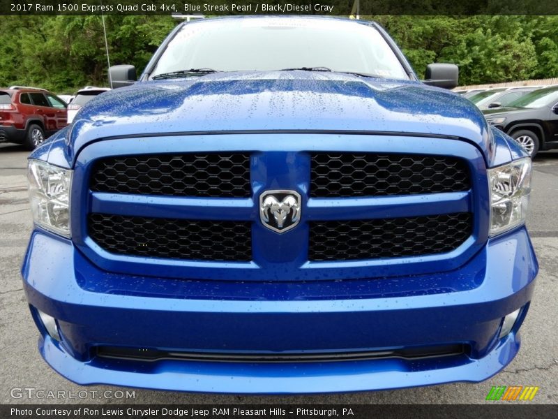 Blue Streak Pearl / Black/Diesel Gray 2017 Ram 1500 Express Quad Cab 4x4