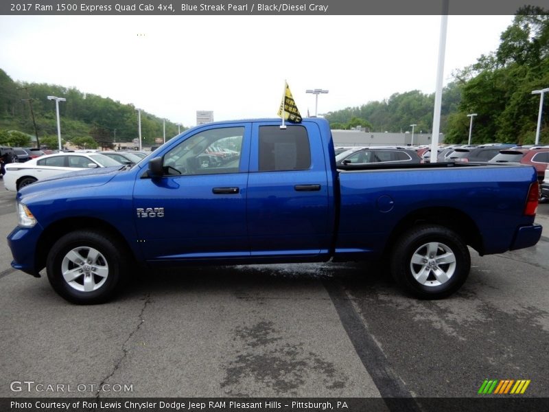 Blue Streak Pearl / Black/Diesel Gray 2017 Ram 1500 Express Quad Cab 4x4