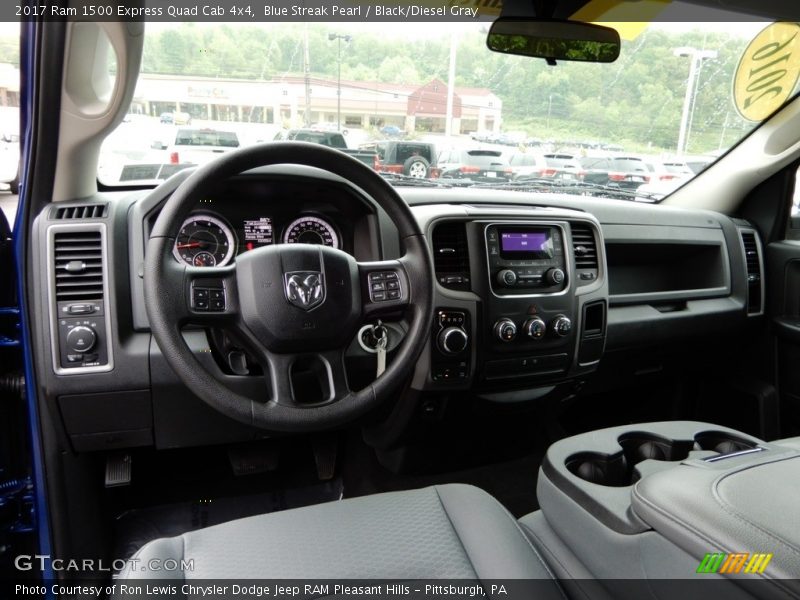 Blue Streak Pearl / Black/Diesel Gray 2017 Ram 1500 Express Quad Cab 4x4