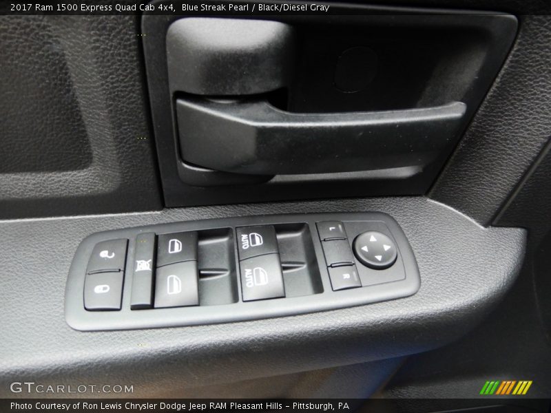 Blue Streak Pearl / Black/Diesel Gray 2017 Ram 1500 Express Quad Cab 4x4