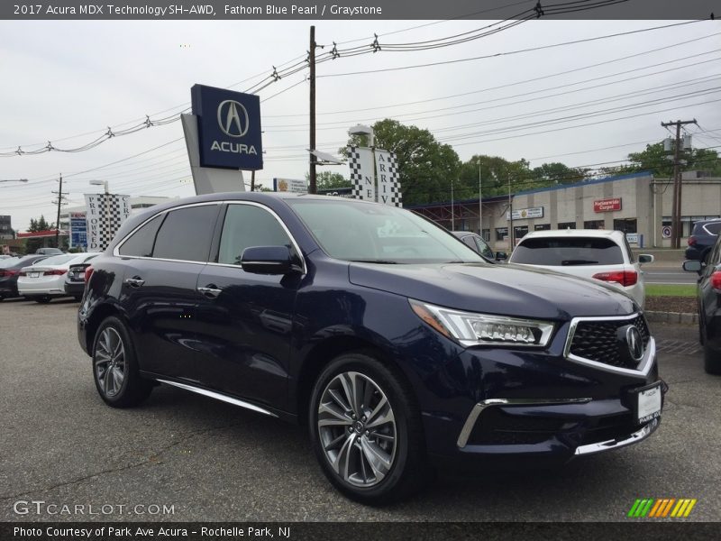 Fathom Blue Pearl / Graystone 2017 Acura MDX Technology SH-AWD