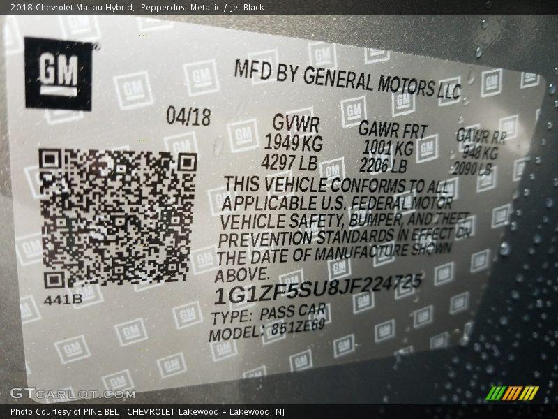 Pepperdust Metallic / Jet Black 2018 Chevrolet Malibu Hybrid