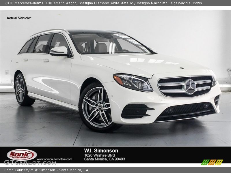 designo Diamond White Metallic / designo Macchiato Beige/Saddle Brown 2018 Mercedes-Benz E 400 4Matic Wagon