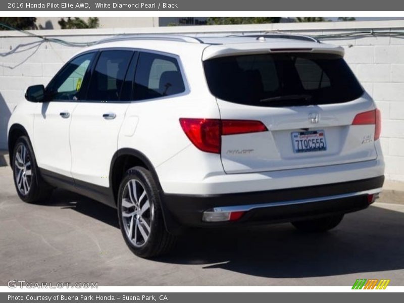 White Diamond Pearl / Black 2016 Honda Pilot Elite AWD