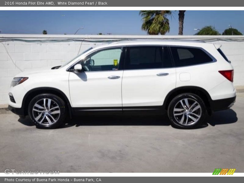 White Diamond Pearl / Black 2016 Honda Pilot Elite AWD