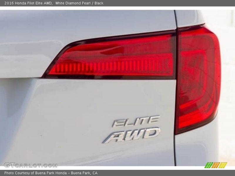 White Diamond Pearl / Black 2016 Honda Pilot Elite AWD