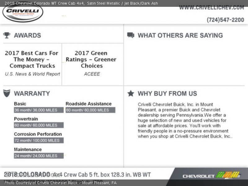 Satin Steel Metallic / Jet Black/Dark Ash 2018 Chevrolet Colorado WT Crew Cab 4x4