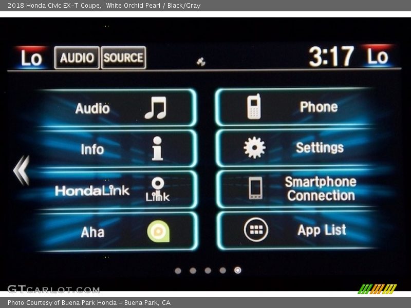 White Orchid Pearl / Black/Gray 2018 Honda Civic EX-T Coupe