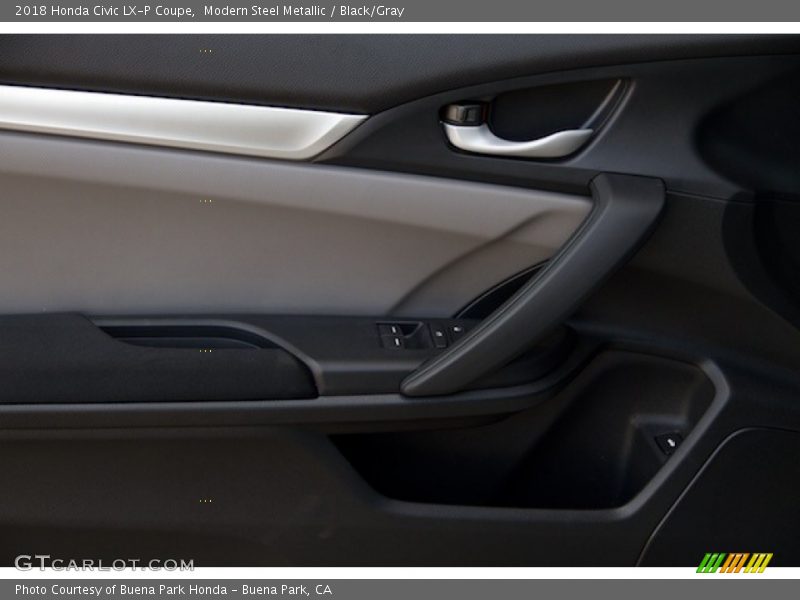 Modern Steel Metallic / Black/Gray 2018 Honda Civic LX-P Coupe