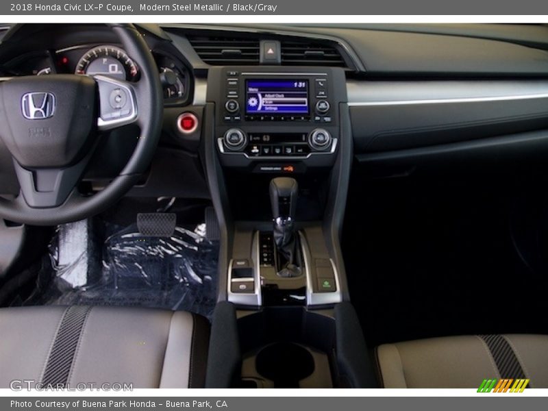 Modern Steel Metallic / Black/Gray 2018 Honda Civic LX-P Coupe