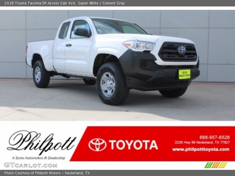 Super White / Cement Gray 2018 Toyota Tacoma SR Access Cab 4x4