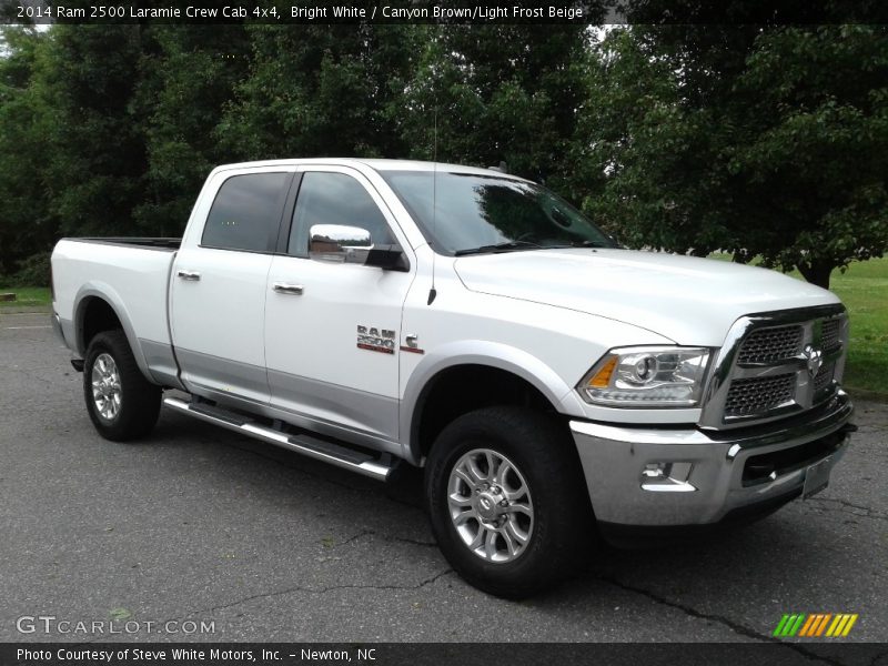 Bright White / Canyon Brown/Light Frost Beige 2014 Ram 2500 Laramie Crew Cab 4x4