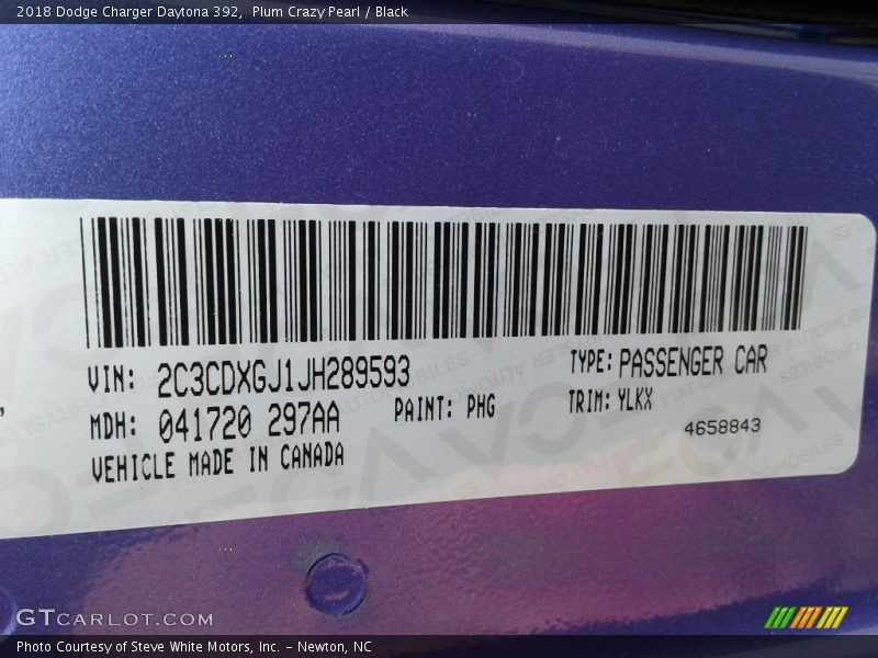 Plum Crazy Pearl / Black 2018 Dodge Charger Daytona 392