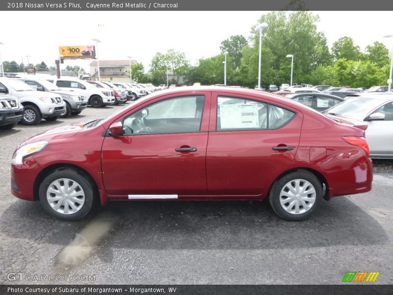 Cayenne Red Metallic / Charcoal 2018 Nissan Versa S Plus