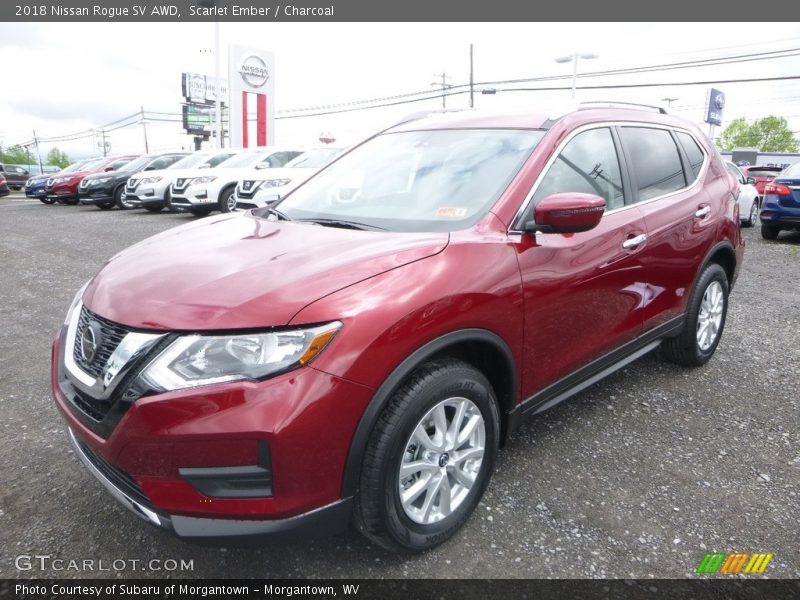 Scarlet Ember / Charcoal 2018 Nissan Rogue SV AWD