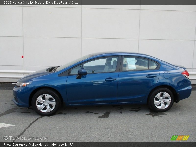 Dyno Blue Pearl / Gray 2015 Honda Civic LX Sedan