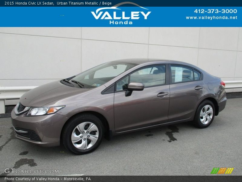 Urban Titanium Metallic / Beige 2015 Honda Civic LX Sedan