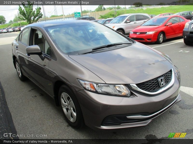 Urban Titanium Metallic / Beige 2015 Honda Civic LX Sedan